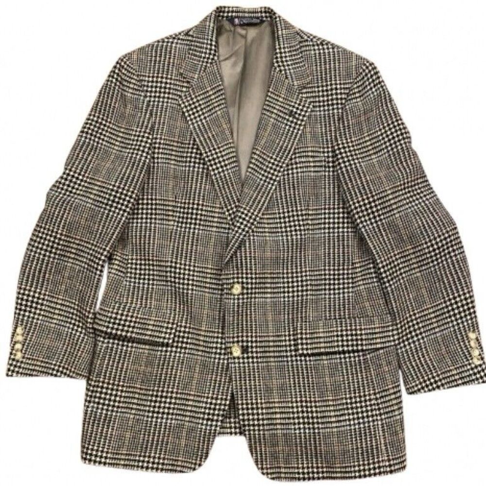 Vintage Austin Reed Wool Blazer 42R Glen Plaid Sport Coat USA - READ HOLE